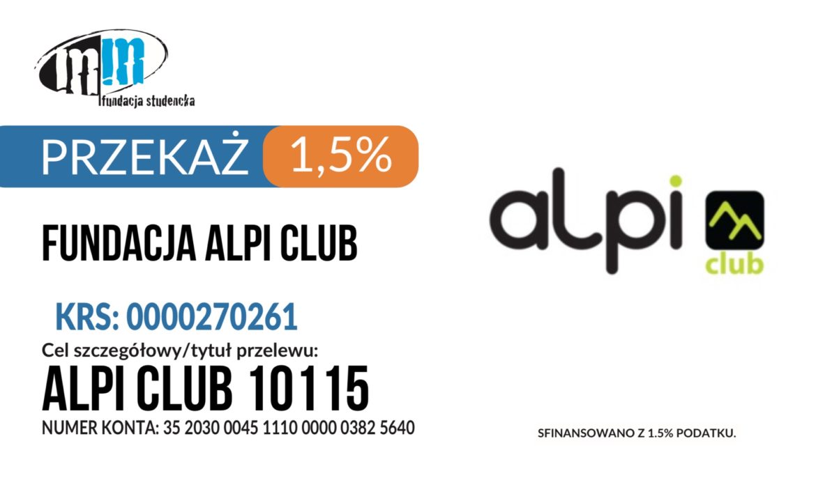 Przekaż 1,5% podatku na Alpi Club!